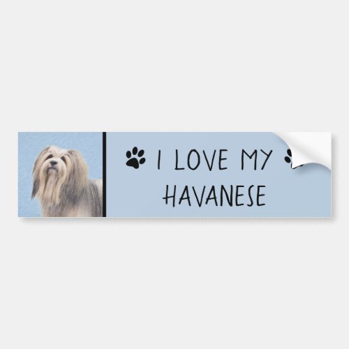Havanese Silver Painting _ Cute Original Dog Art Bumper Sticker