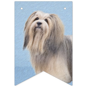 Havanese (Silver) Painting - Cute Original Dog Art Bunting Flags