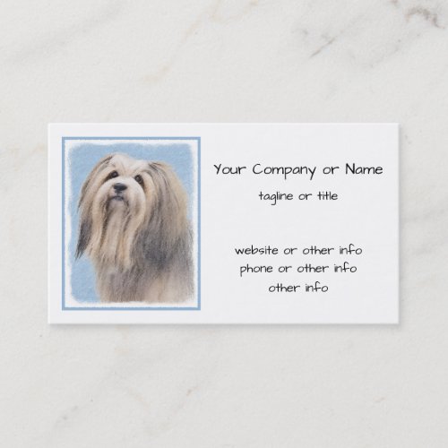 Havanese Silver Painting _ Cute Original Dog Art Business Card