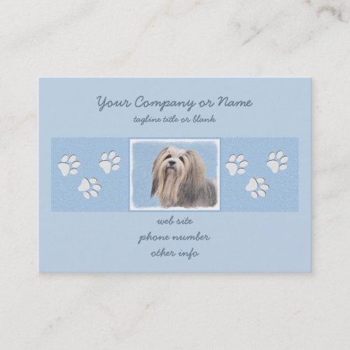 Havanese Silver Painting _ Cute Original Dog Art Business Card