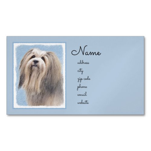 Havanese Silver Painting _ Cute Original Dog Art Business Card Magnet