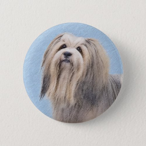 Havanese Silver Painting _ Cute Original Dog Art Button