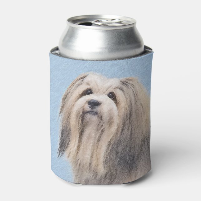Havanese (Silver) Painting - Cute Original Dog Art Can Cooler (Can Front)