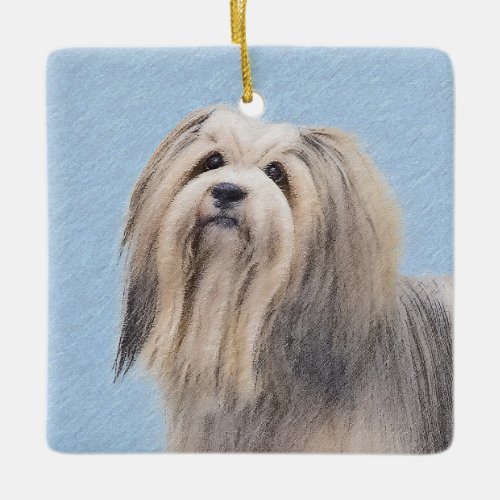 Havanese Silver Painting _ Cute Original Dog Art Ceramic Ornament