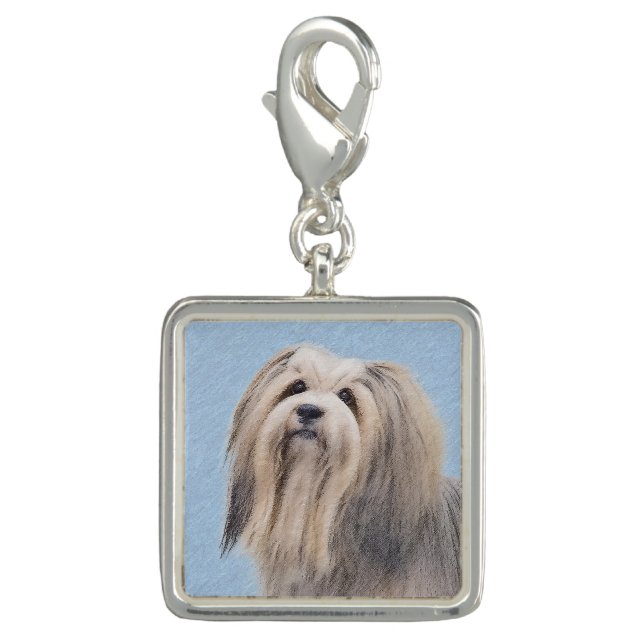 Havanese (Silver) Painting - Cute Original Dog Art Charm (Front)
