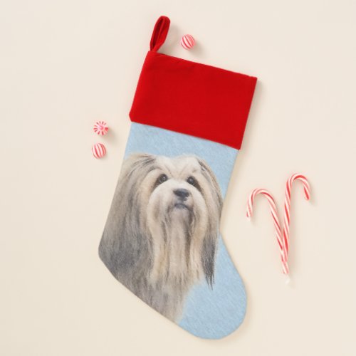 Havanese Silver Painting _ Cute Original Dog Art Christmas Stocking