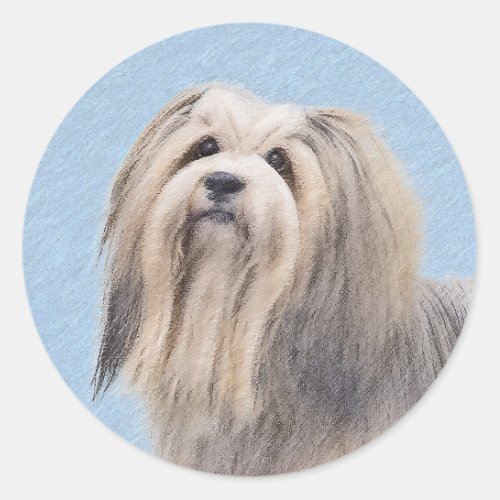 Havanese Silver Painting _ Cute Original Dog Art Classic Round Sticker