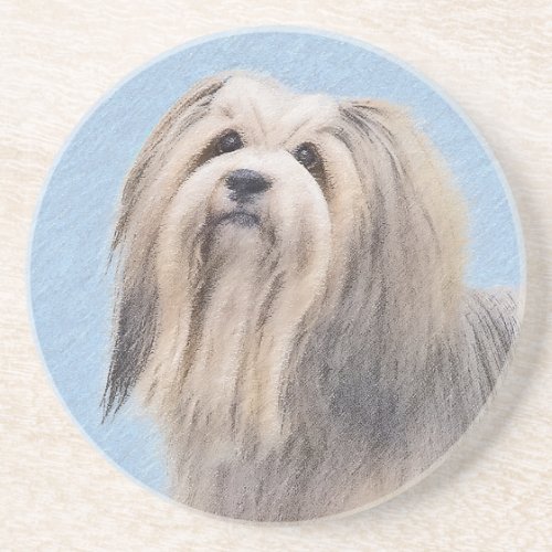 Havanese Silver Painting _ Cute Original Dog Art Coaster