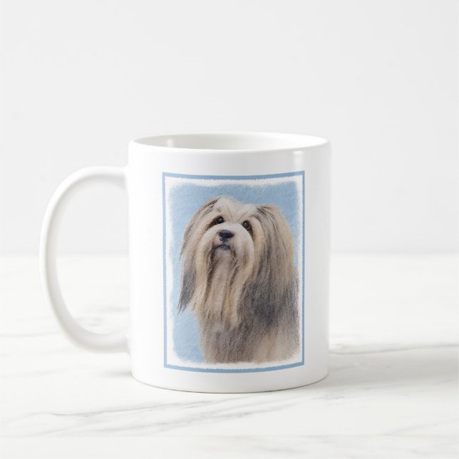 Havanese (Silver) Painting - Cute Original Dog Art Coffee Mug (Left)