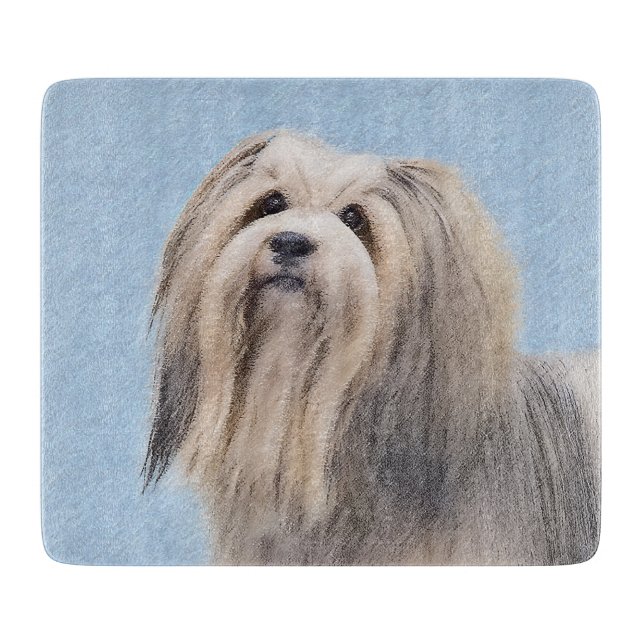 Havanese (Silver) Painting - Cute Original Dog Art Cutting Board (Front)