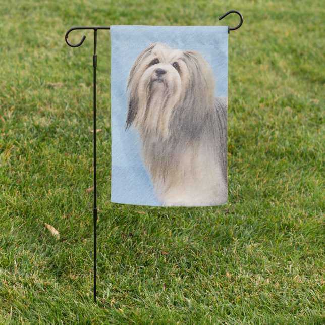 Havanese (Silver) Painting - Cute Original Dog Art Garden Flag (In SItu)