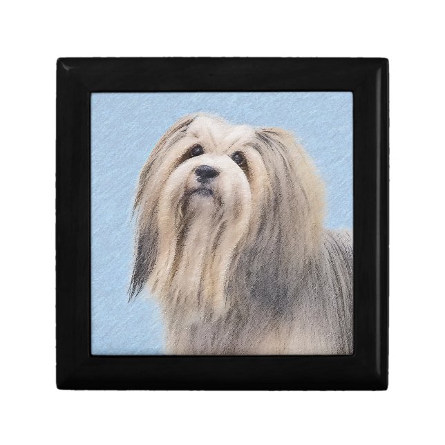 Havanese (Silver) Painting - Cute Original Dog Art Gift Box (Front)