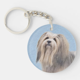 Havanese (Silver) Painting - Cute Original Dog Art Keychain