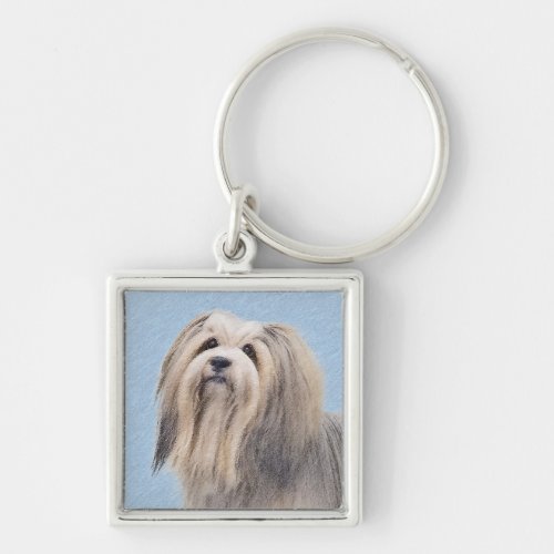 Havanese Silver Painting _ Cute Original Dog Art Keychain