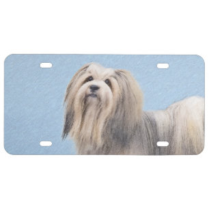 Havanese (Silver) Painting - Cute Original Dog Art License Plate