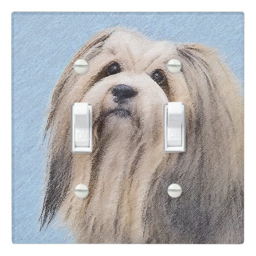 Havanese Silver Painting _ Cute Original Dog Art Light Switch Cover