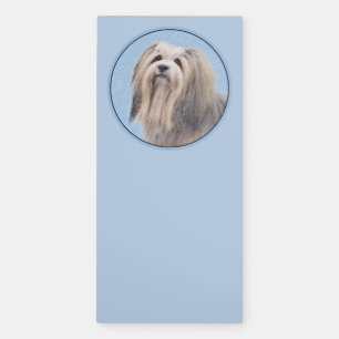 Havanese (Silver) Painting - Cute Original Dog Art Magnetic Notepad