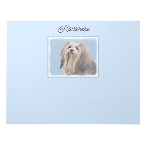 Havanese Silver Painting _ Cute Original Dog Art Notepad