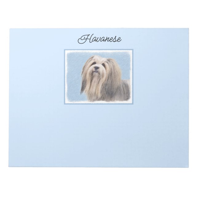 Havanese (Silver) Painting - Cute Original Dog Art Notepad (Front)