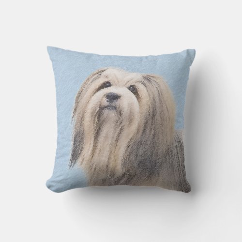 Havanese Silver Painting _ Cute Original Dog Art Outdoor Pillow