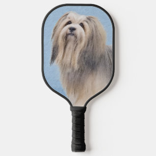 Havanese (Silver) Painting - Cute Original Dog Art Pickleball Paddle