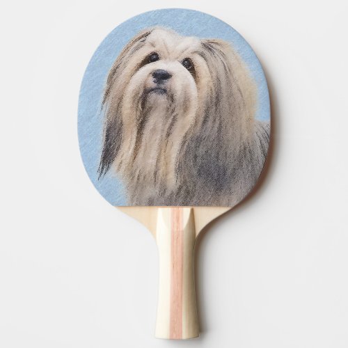 Havanese Silver Painting _ Cute Original Dog Art Ping Pong Paddle