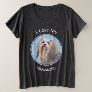 Havanese (Silver) Painting - Cute Original Dog Art Plus Size T-Shirt