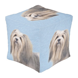 Havanese (Silver) Painting - Cute Original Dog Art Pouf