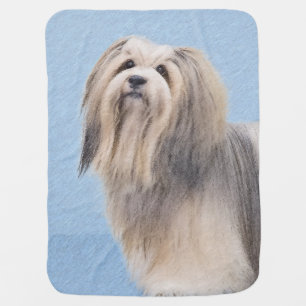 Havanese (Silver) Painting - Cute Original Dog Art Receiving Blanket