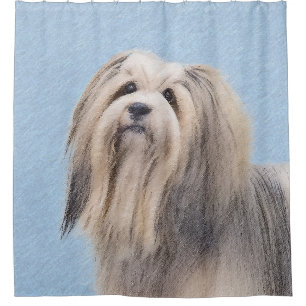 Havanese (Silver) Painting - Cute Original Dog Art Shower Curtain