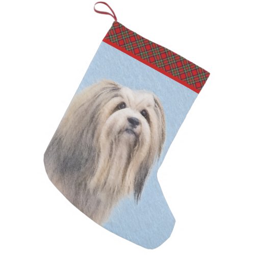 Havanese Silver Painting _ Cute Original Dog Art Small Christmas Stocking