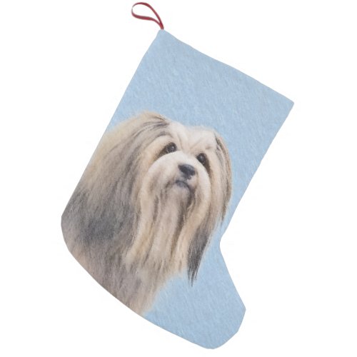 Havanese Silver Painting _ Cute Original Dog Art Small Christmas Stocking