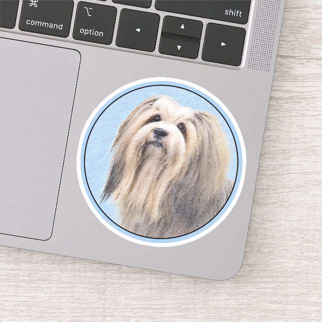 Havanese (Silver) Painting - Cute Original Dog Art Sticker (Detail)