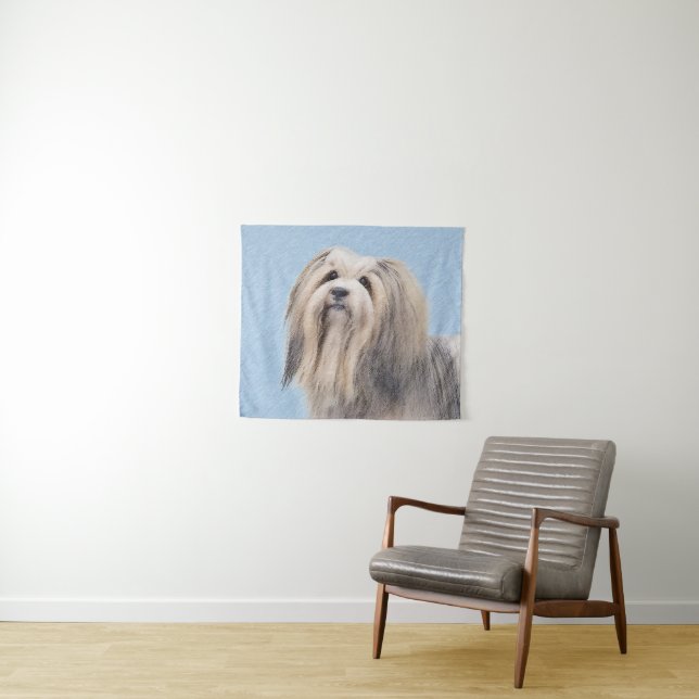 Havanese (Silver) Painting - Cute Original Dog Art Tapestry (In Situ (Horizontal))