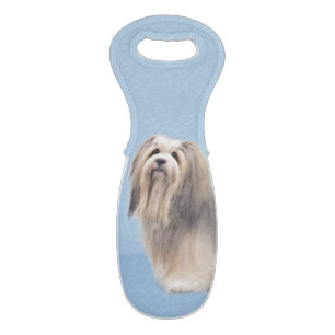 Havanese (Silver) Painting - Cute Original Dog Art Wine Bag