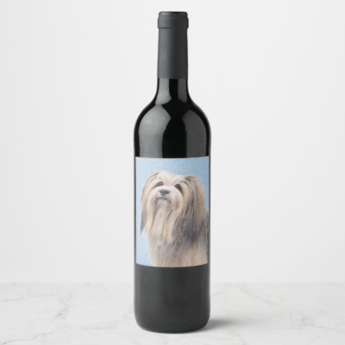 Havanese Silver Painting _ Cute Original Dog Art Wine Label