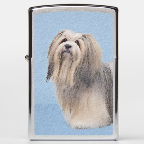 Havanese Silver Painting _ Cute Original Dog Art Zippo Lighter