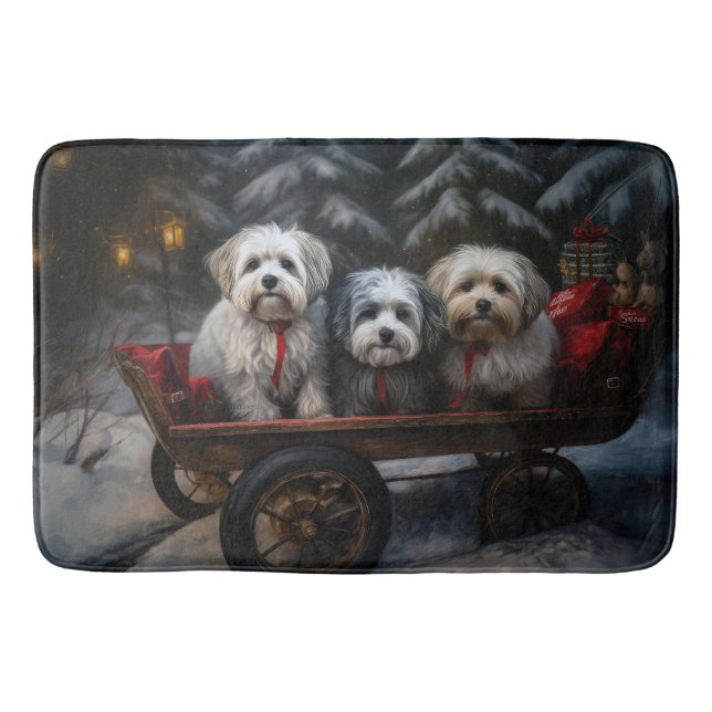 Havanese Snowy Sleigh Christmas Decor  Bath Mat (Front)