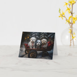 Havanese Snowy Sleigh Christmas Decor Card