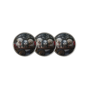 Havanese Snowy Sleigh Christmas Decor  Golf Ball Marker