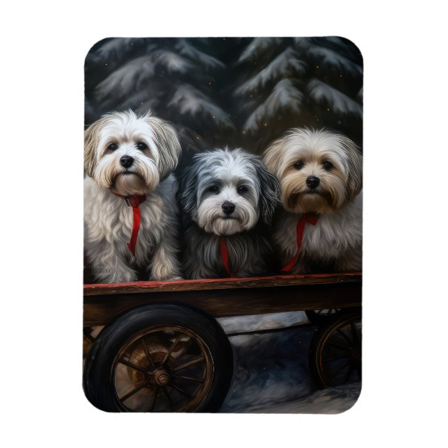 Havanese Snowy Sleigh Christmas Decor  Magnet (Vertical)
