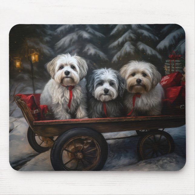 Havanese Snowy Sleigh Christmas Decor  Mouse Pad (Front)