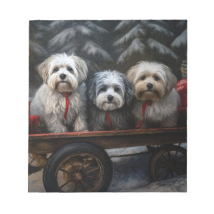 Havanese Snowy Sleigh Christmas Decor  Notepad