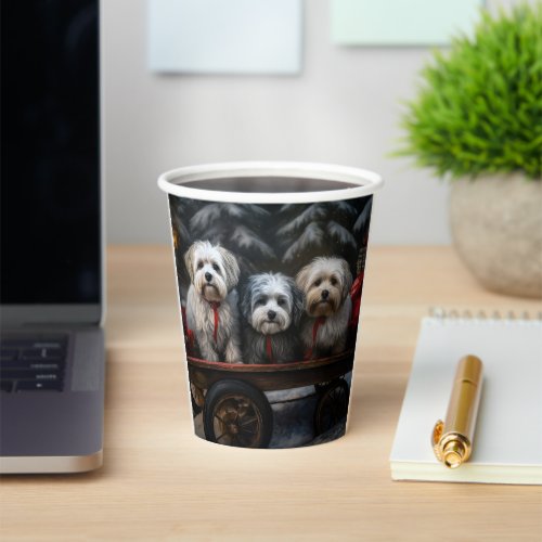 Havanese Snowy Sleigh Christmas Decor  Paper Cups