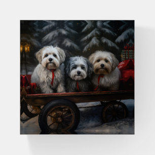 Havanese Snowy Sleigh Christmas Decor Paperweight