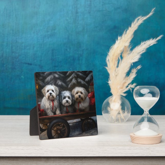 Havanese Snowy Sleigh Christmas Decor  Plaque (Insitu)