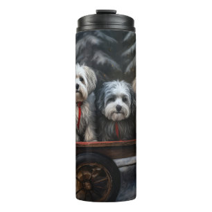 Havanese Snowy Sleigh Christmas Decor Thermal Tumbler