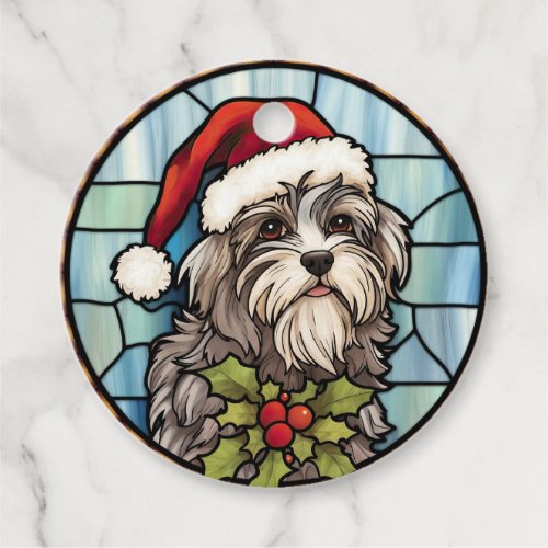Havanese Stained Glass Christmas  Favor Tags