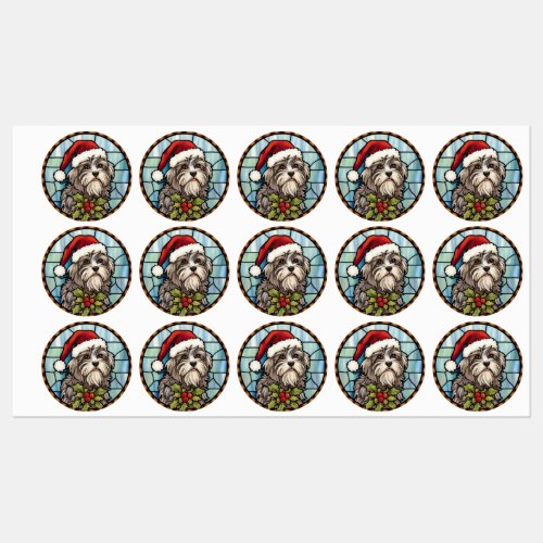 Havanese Stained Glass Christmas  Labels