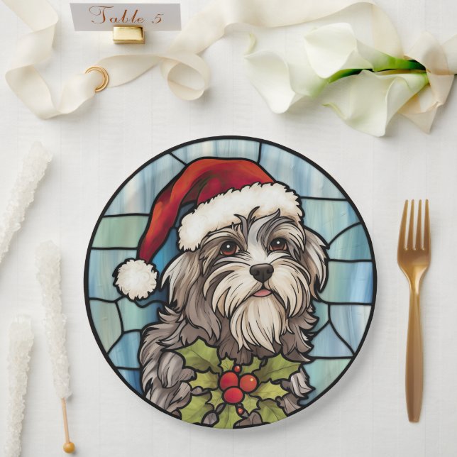 Havanese Stained Glass Christmas  Paper Plates (Wedding)
